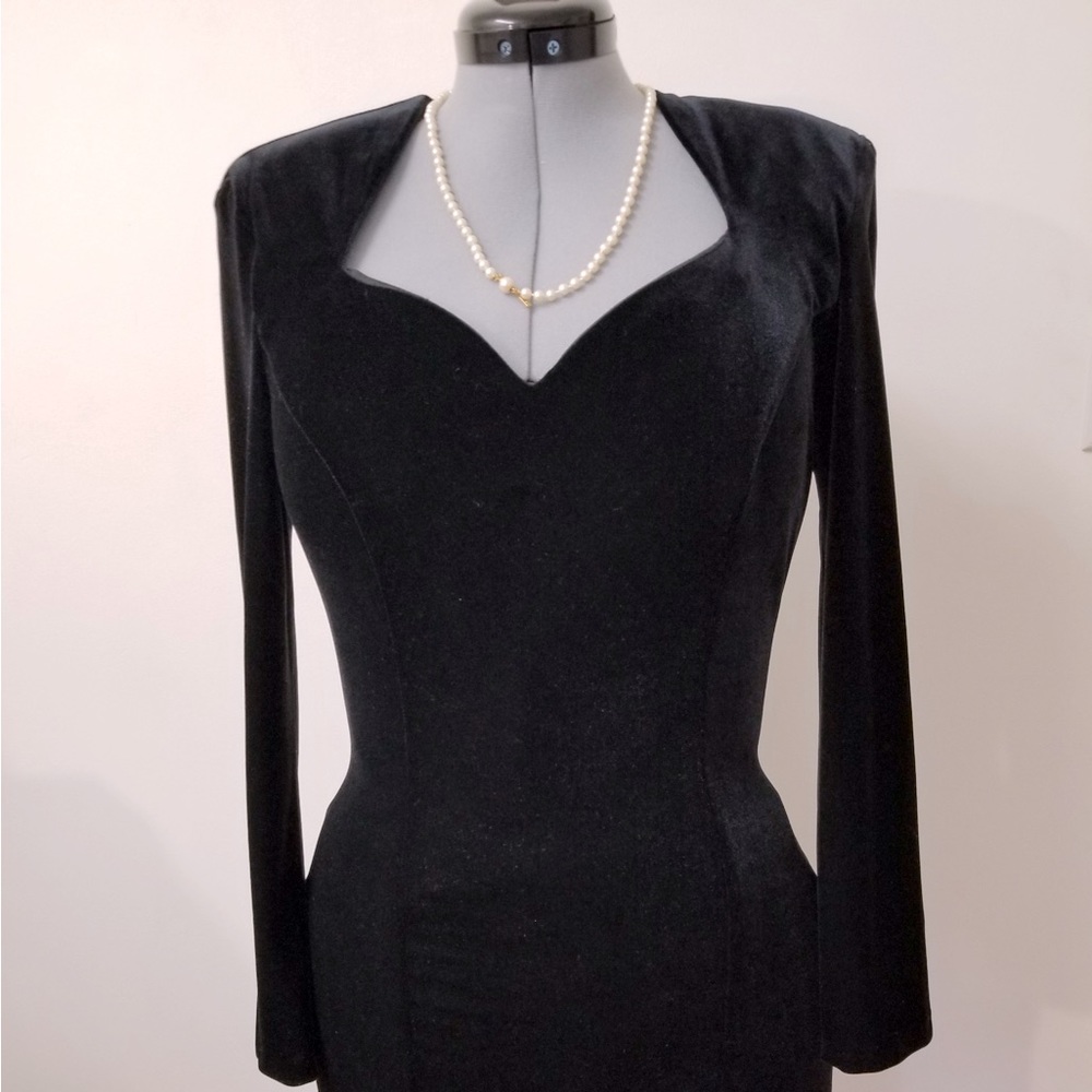 Black velvet cocktail dress